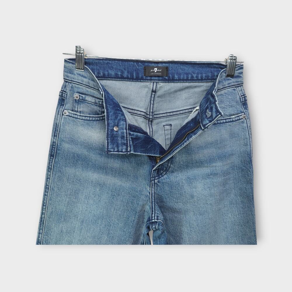 Womens 7 For All Mankind High Waist Cropped Straight Blue Jeans Size 26 - Picture 3 of 6